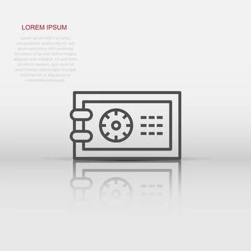 Safe money icon in flat style. Strongbox vector illustration on white isola.. Illustrazione stock