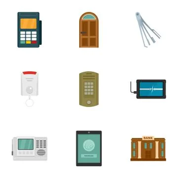 Safe money icon set, flat style Stock Illustration