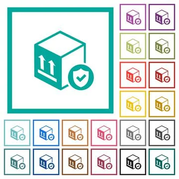 Safe package delivery flat color icons with quadrant frames Ilustração Stock