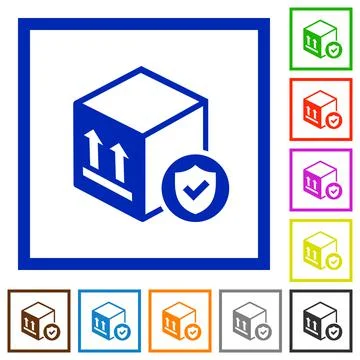 Safe package delivery flat framed icons Stock Illustration