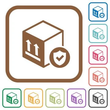 Safe package delivery simple icons Stock Illustration