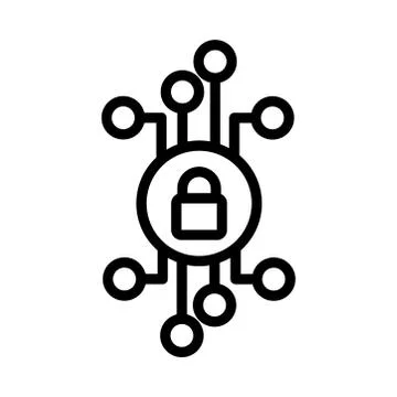 Safe padlock with circuit lines data security line style Illustrazione stock