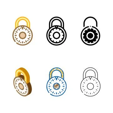 Safe padlock color icon vector clean イラスト素材
