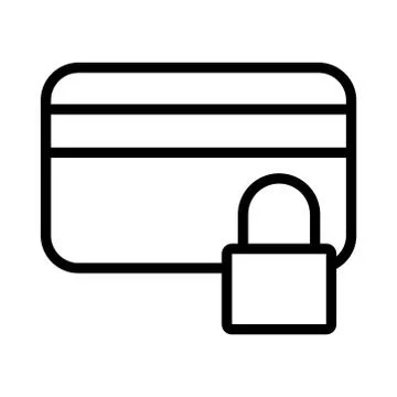 Safe padlock with credit card data security line style Illustrazione stock