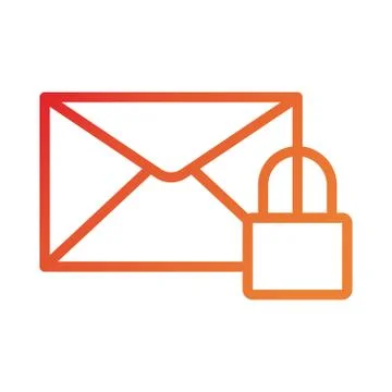 Safe padlock with envelope data security gradient style Stock Illustration
