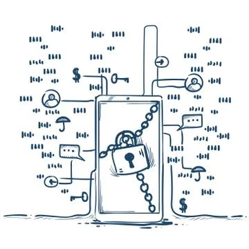 Safe padlock General Data Protection Regulation GDPR server security guard over Stock Illustration