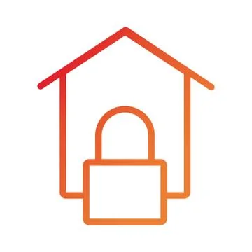 Safe padlock with house data security gradient style Illustrazione stock