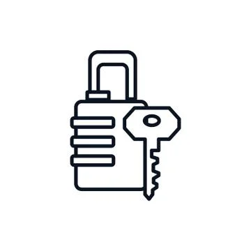 Safe padlock with key Stock Illustration