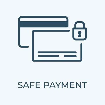 Safe payment editable stroke thin vector line icon. Stock Illustration