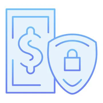 Safe payment flat icon. Secure money blue icons in trendy flat style. Banknote Stock Illustration