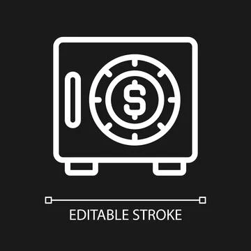 Safe pixel perfect white linear icon for dark theme Stock Illustration