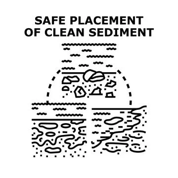 Safe placement of clean sediment ecological engineering saving environment Stock Illustration