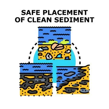 Safe placement of clean sediment ecological engineering saving environment Stock Illustration