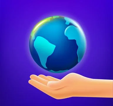 Safe planet concept. Hand with the Earth. 3d vector illustration Stock-Illustration