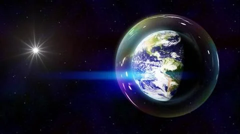 Safe planet earth bubble in space safe planet earth bubble in space 3D ill... Stock Photos