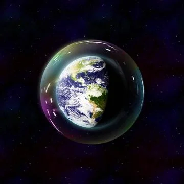 Safe planet earth bubble in space safe planet earth bubble in space 3D ill... Stock Photos