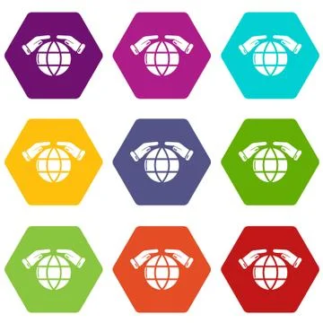 Safe planet icons set 9 イラスト素材