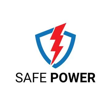 Safe Power Lightning Shield Guard Protection Logo Template Stock Illustration