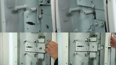 Safe production. Industrial manufacturing. Split Screen Stock Footage 256154697