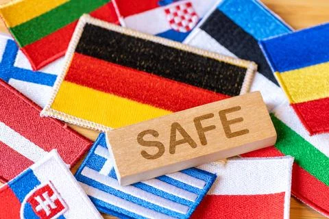 SAFE Program and European Cooperation Concept with German Flag 写真素材