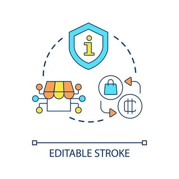 Safe purchases with cryptocurrency concept icon Stock Illustration