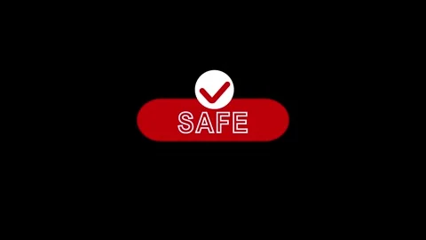 Safe red button icon with white circle containing red check mark graphic. R.. Stock Footage 321396935