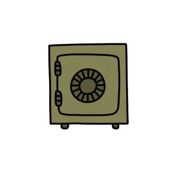 Safe for savings doodle icon, vector color illustration Stock Illustration
