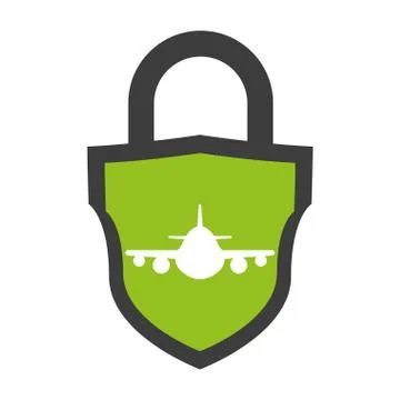 Safe secure airplane padlock icon vector illustration 스톡 일러스트