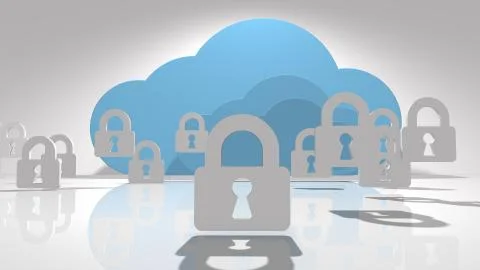 Safe secure cloud computing fintech information technology IOT internet network Stockillustratie