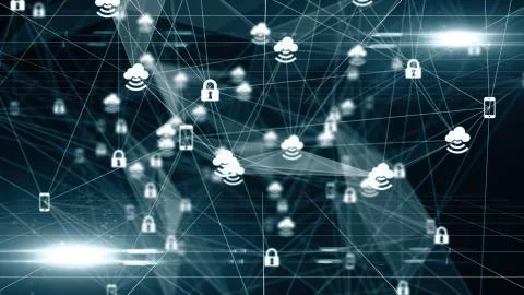 Safe secure cloud computing information technology mobile internet network Stock Illustration