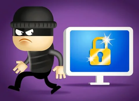 Safe secure computer. 2d illustration Stock Illustration