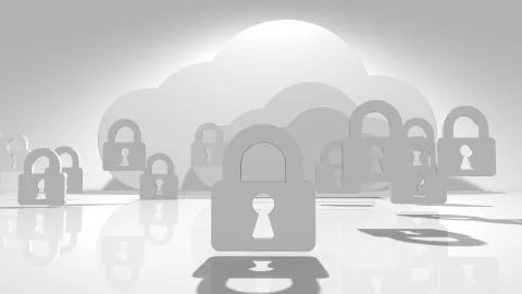 Safe secure online cloud computing internet of things IoT online storage tech Stock Illustration