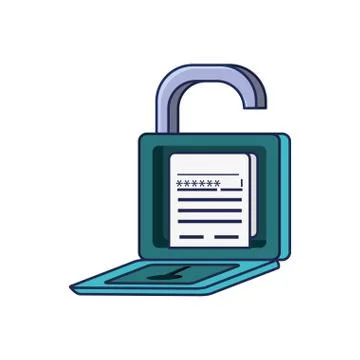 Safe secure padlock and document with password Stock-Illustration