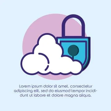 Safe secure padlock with cloud computing Illustrazione stock
