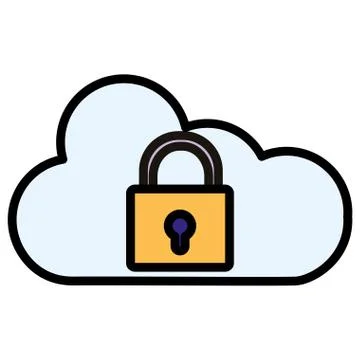 Safe secure padlock with cloud computing Illustrazione stock