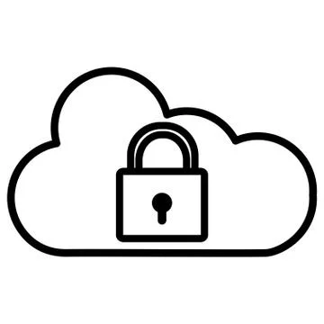 Safe secure padlock with cloud computing Illustrazione stock