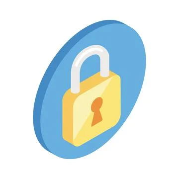 Safe secure padlock isometric Stock Illustration