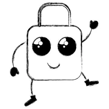 Safe secure padlock kawaii character 库存插图