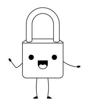 Safe secure padlock kawaii character Stock-Illustration