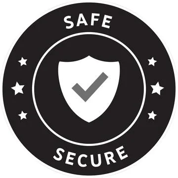 Safe Secure sign, safe symbol in Black seal, Safe Secure seal, protect tech.. Stock Illustration