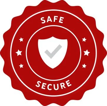 Safe Secure sign, safe symbol in Red seal, Safe Secure seal, protect techno.. Illustrazione stock