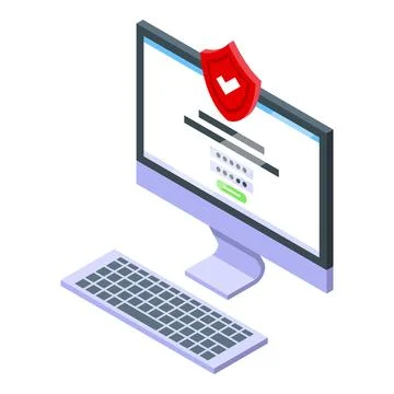 Safe secured computer icon isometric vector. Parental control Stock Illustration