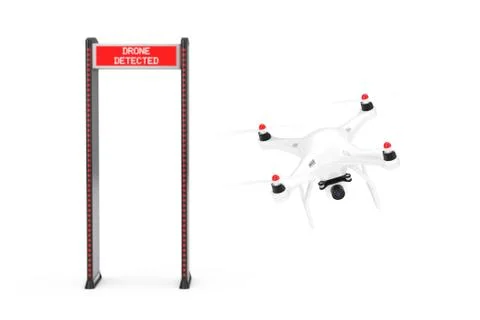 Safe Security Walkthrough Gates With Metal Detectors Detected Air Drone with  Stock Illustration