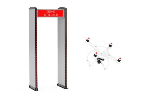 Safe Security Walkthrough Gates With Metal Detectors Detected Air Drone with  Stock Illustration