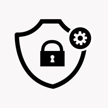 Safe setup icon. Security icon with settings sign. Security icon and customize Stock Illustration