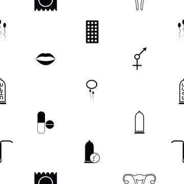 Safe sex seamless pattern background icon. Stock-Illustration