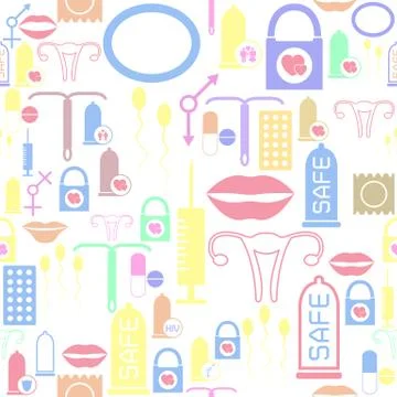 Safe sex seamless pattern background icon. Stock-Illustration