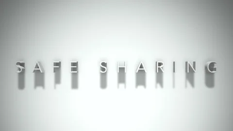Safe sharing 3D title animation white text on a white background Stock Footage 299644846