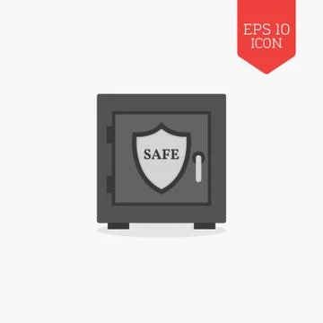 Safe with shield icon. Security, protection concept. Flat design gray color s Stock Illustration
