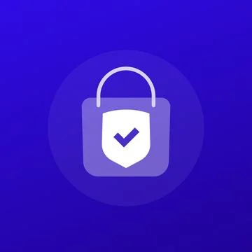 Safe shopping vector icon, transparent design Stock Illustration